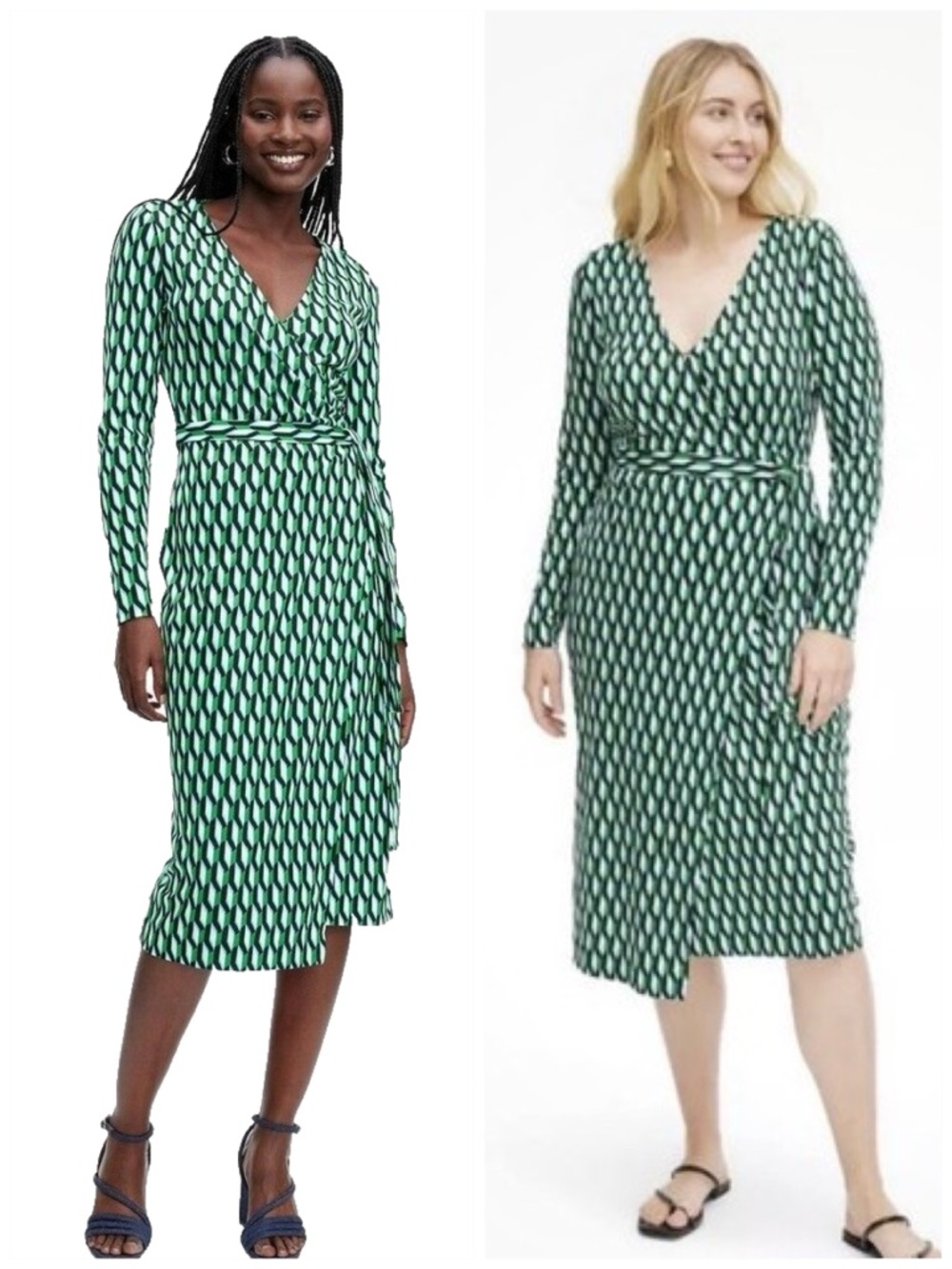 NWT Diane Von Furstenberg for Target Green Black White Print Wrap Dress Size XS